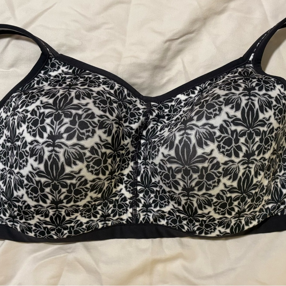 Natori Black and Cream Floral sports Bra